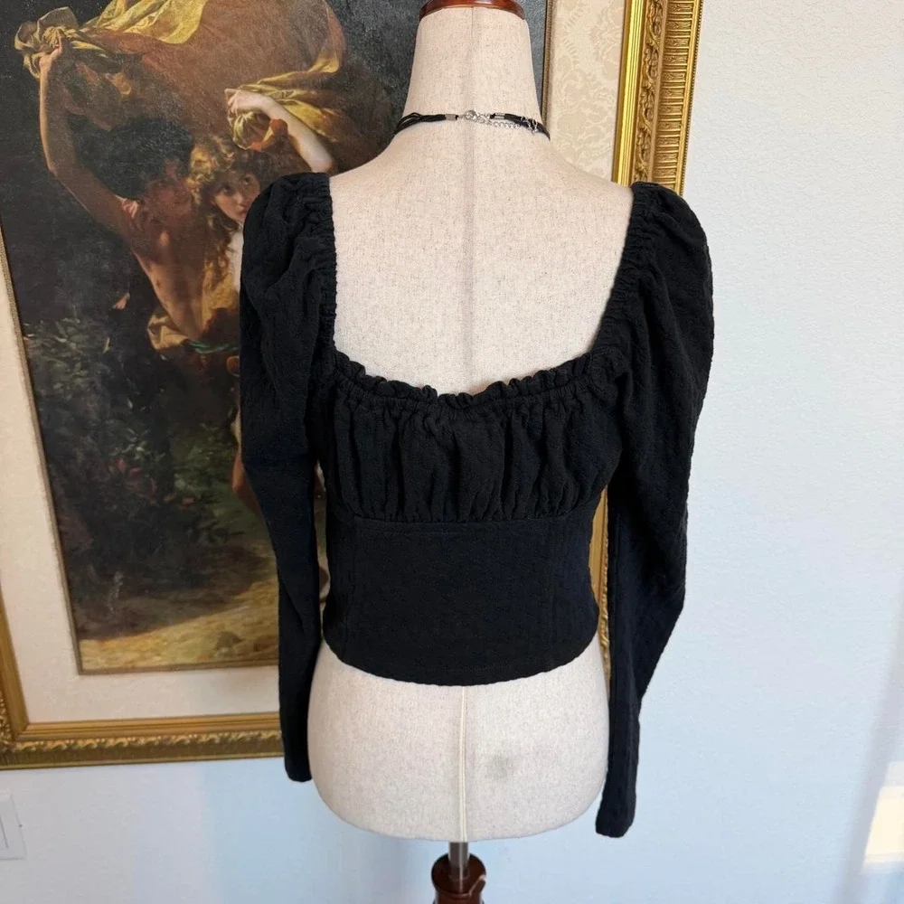 Free People Ladybug Long Sleeve Top in black